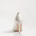 נשים הַנעָלָה Sam Edelman עקב אצבע מחודד לוז עור לבן בוהק 4XL22X164 - Image 5