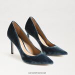 נשים הַנעָלָה Sam Edelman עקב אצבע מחודד לוז קטיפה ספיר עמוקה 4XL22X170