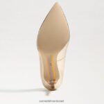 נשים הַנעָלָה Sam Edelman עקב אצבע מחודד לוז עור עלי זהב 4XL22X152 - Image 6