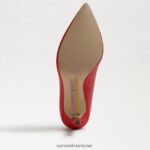 נשים הַנעָלָה Sam Edelman עקב אצבע מחודד לוז עור אדום פריזאי 4XL22X137 - Image 6