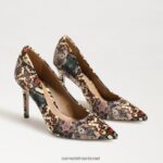 נשים הַנעָלָה Sam Edelman עקב אצבע מחודד לוז שנהב מולטי קטיפה 4XL22X135