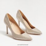 נשים הַנעָלָה Sam Edelman עקב אצבע מחודד לוז רשת זהב בהיר 4XL22X136