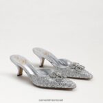 נשים הַנעָלָה Sam Edelman עקב חתלתול בריט סיור כסף רך 4XL22X588