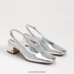 נשים הַנעָלָה Sam Edelman עקב חתלתול terra slingback כסף רך 4XL22X187