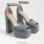 נשים הַנעָלָה Sam Edelman עקב פלטפורמה של kori כחול חדש שטוף 4XL22X238