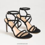 נשים הַנעָלָה Sam Edelman עקב רצועות של delanie זמש שחור 4XL22X650