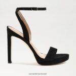 נשים הַנעָלָה Sam Edelman עקב רצועת קרסול ירקן זמש שחור 4XL22X392 - Image 2