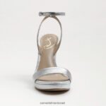 נשים הַנעָלָה Sam Edelman עקב רצועת קרסול ירקן עור כסף רך 4XL22X385 - Image 3