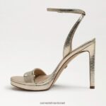 נשים הַנעָלָה Sam Edelman עקב רצועת קרסול ירקן עור עלי זהב 4XL22X386 - Image 4