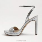 נשים הַנעָלָה Sam Edelman עקב רצועת קרסול ירקן עור כסף רך 4XL22X385 - Image 4