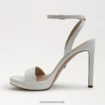 נשים הַנעָלָה Sam Edelman עקב רצועת קרסול ירקן עור לבן בוהק 4XL22X387 - Image 4