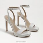 נשים הַנעָלָה Sam Edelman עקב רצועת קרסול ירקן עור לבן בוהק 4XL22X387