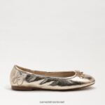 נשים הַנעָלָה Sam Edelman פליציה בלט שטוח עור עלי זהב 4XL22X129 - Image 2