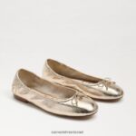 נשים הַנעָלָה Sam Edelman פליציה בלט שטוח עור עלי זהב 4XL22X129