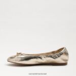 נשים הַנעָלָה Sam Edelman פליציה בלט שטוח עור עלי זהב 4XL22X129 - Image 4