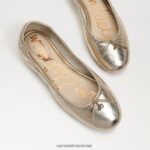 נשים הַנעָלָה Sam Edelman פליציה בלט שטוח עור עלי זהב 4XL22X129 - Image 7