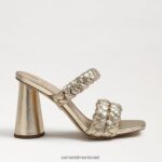 נשים הַנעָלָה Sam Edelman קנדרה בלוק עקב פרד עור עלי זהב 4XL22X804 - Image 2