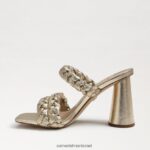 נשים הַנעָלָה Sam Edelman קנדרה בלוק עקב פרד עור עלי זהב 4XL22X804 - Image 4