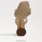 נשים הַנעָלָה Sam Edelman קנדרה בלוק עקב פרד עור עלי זהב 4XL22X804 - Image 6
