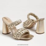 נשים הַנעָלָה Sam Edelman קנדרה בלוק עקב פרד עור עלי זהב 4XL22X804 - Image 7