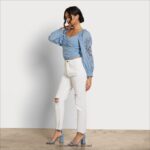 נשים לבוש Sam Edelman חלק עליון של stevie ruch עם שרוולים ארוכים chambray 4XL22X1177 - Image 2