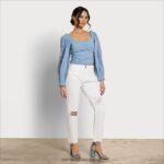 נשים לבוש Sam Edelman חלק עליון של stevie ruch עם שרוולים ארוכים chambray 4XL22X1177