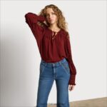 נשים לבוש Sam Edelman טופ וריק עם שרוול ארוך חום מטורף 4XL22X1248 - Image 3