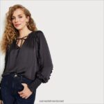 נשים לבוש Sam Edelman טופ וריק עם שרוול ארוך שחור דמדומים 4XL22X1246 - Image 3