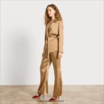 נשים לבוש Sam Edelman מכנס רגליים רחב קומה גבוהה שמפניה סאטן 4XL22X1232 - Image 2