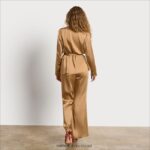 נשים לבוש Sam Edelman מכנס רגליים רחב קומה גבוהה שמפניה סאטן 4XL22X1232 - Image 4
