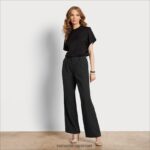 נשים לבוש Sam Edelman מכנס רגליים רחב קומה גבוהה קודי שָׁחוֹר 4XL22X1209