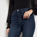 נשים לבוש Sam Edelman מכנסי סקיני בגזרה גבוהה כחול ללא רבב 4XL22X1299 - Image 3