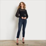 נשים לבוש Sam Edelman מכנסי סקיני בגזרה גבוהה כחול ללא רבב 4XL22X1299