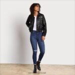 נשים לבוש Sam Edelman מעיל עור טייסים קצר שָׁחוֹר 4XL22X1166