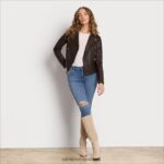נשים לבוש Sam Edelman מעיל עור מוטו חום 4XL22X1152