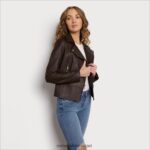 נשים לבוש Sam Edelman מעיל עור מוטו חום 4XL22X1152 - Image 3