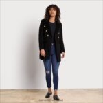 נשים לבוש Sam Edelman מעיל צבאי צמר שָׁחוֹר 4XL22X1284