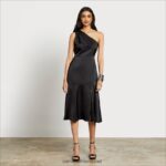 נשים לבוש Sam Edelman שמלת מידי כתף אחת שָׁחוֹר 4XL22X1220