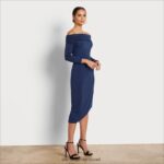 נשים לבוש Sam Edelman שמלת מידי מחוץ לכתף חיל הים 4XL22X1148 - Image 2