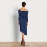 נשים לבוש Sam Edelman שמלת מידי מחוץ לכתף חיל הים 4XL22X1148 - Image 4