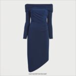 נשים לבוש Sam Edelman שמלת מידי מחוץ לכתף חיל הים 4XL22X1148 - Image 5