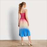נשים לבוש Sam Edelman שמלת מידי מקופלת אומברה כחול ורוד 4XL22X1131 - Image 4