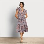 נשים לבוש Sam Edelman שמלת מידי קנה כחול פרחוני 4XL22X1100
