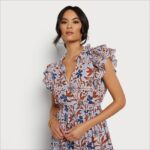 נשים לבוש Sam Edelman שמלת מידי קנה כחול פרחוני 4XL22X1100 - Image 3