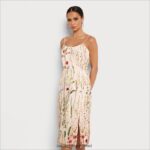נשים לבוש Sam Edelman שמלת מידי רקומה פרחונית ecru multi 4XL22X1064 - Image 3