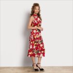 נשים לבוש Sam Edelman שמלת מקסי עם צווארון היי מולטי אדום 4XL22X1093 - Image 2