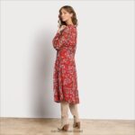 נשים לבוש Sam Edelman שמלת מקסי עם צווארון V מולטי אדום 4XL22X1154 - Image 4